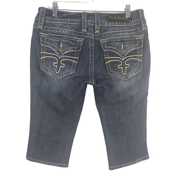 Rock Revival Celine Cropped Bermuda Gold Threading Distressed Women's Shorts 31 - Picture 3 of 9